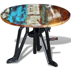 vidaXL Table d'appoint Table basse ronde Bout de canapé Bois massif et fonte