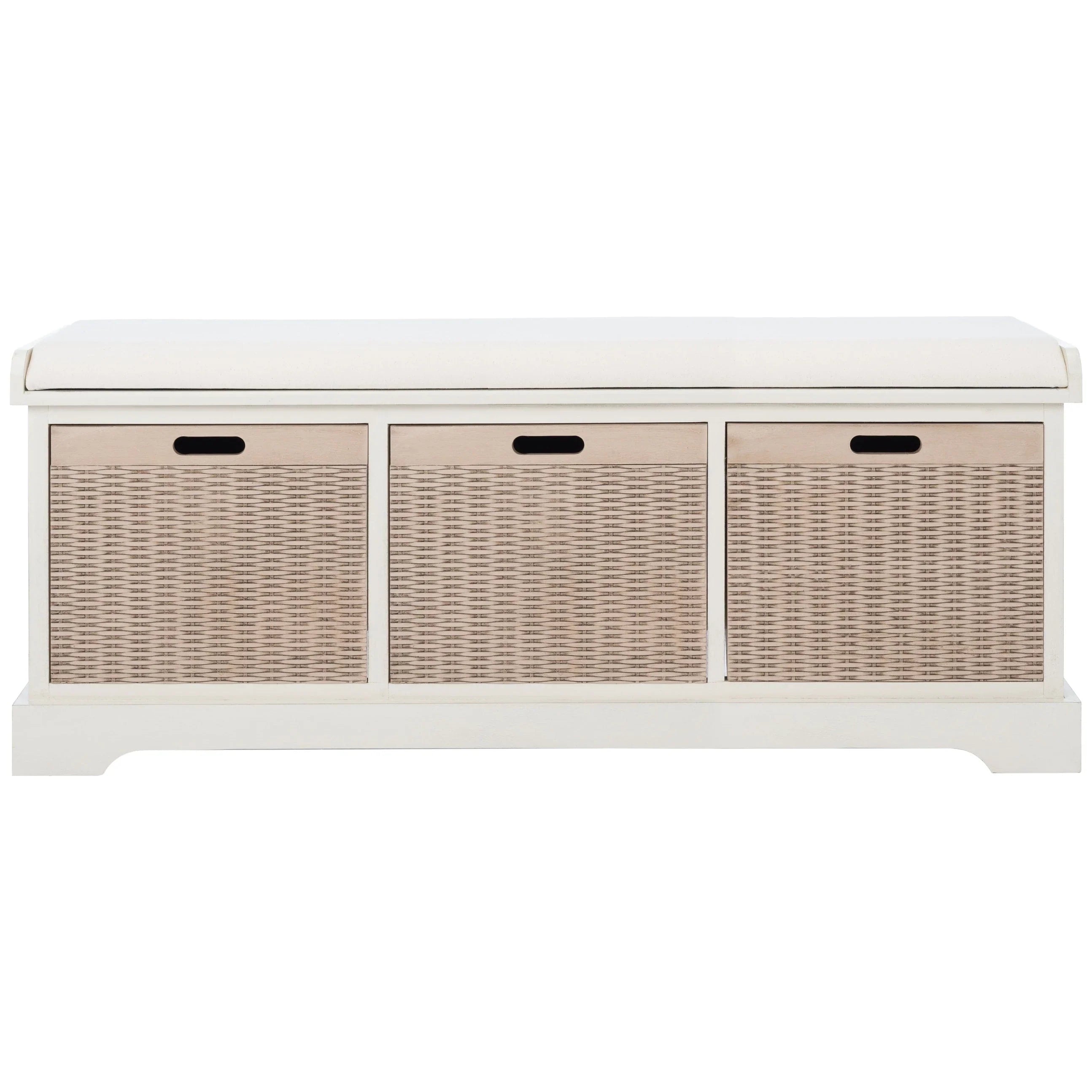 Banc de rangement SAFAVIEH Fiorello 3 tiroirs avec coussin - 47,3 L x 15 P x 19 H - 47Lx15Px19H