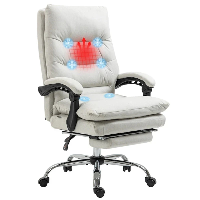 Fauteuil de bureau massant, chauffant et inclinable en microfibre Vinsetto avec vibrations
