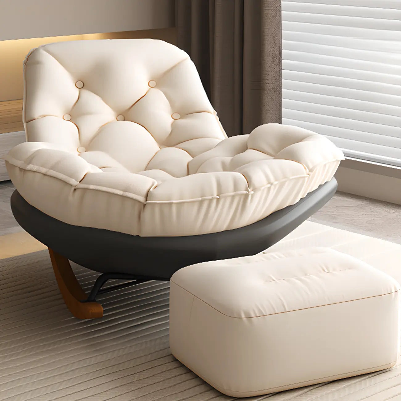 Fauteuil à bascule scandinave rembourré avec ottoman en option