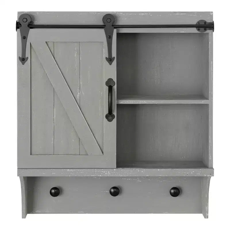 18" x 8" x 20" Farmhouse Wall Organizer with Storage, Hooks - Kate & Laurel All Things Decor