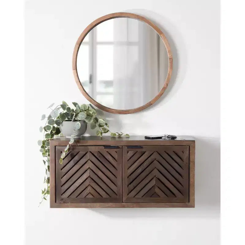 Kate & Laurel All Things Decor 30" x 10" x 14" Mezzeta 2 Door Wall Cabinet Natural Wood - No Assembly, MDF Surface