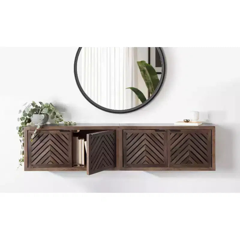 Kate & Laurel All Things Decor 30" x 10" x 14" Mezzeta 2 Door Wall Cabinet Natural Wood - No Assembly, MDF Surface