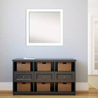 30" x 30" Non-Beveled Wedge White Bathroom Wall Mirror - Amanti Art: Modern Square Vanity, Includes Mounting Hardware
