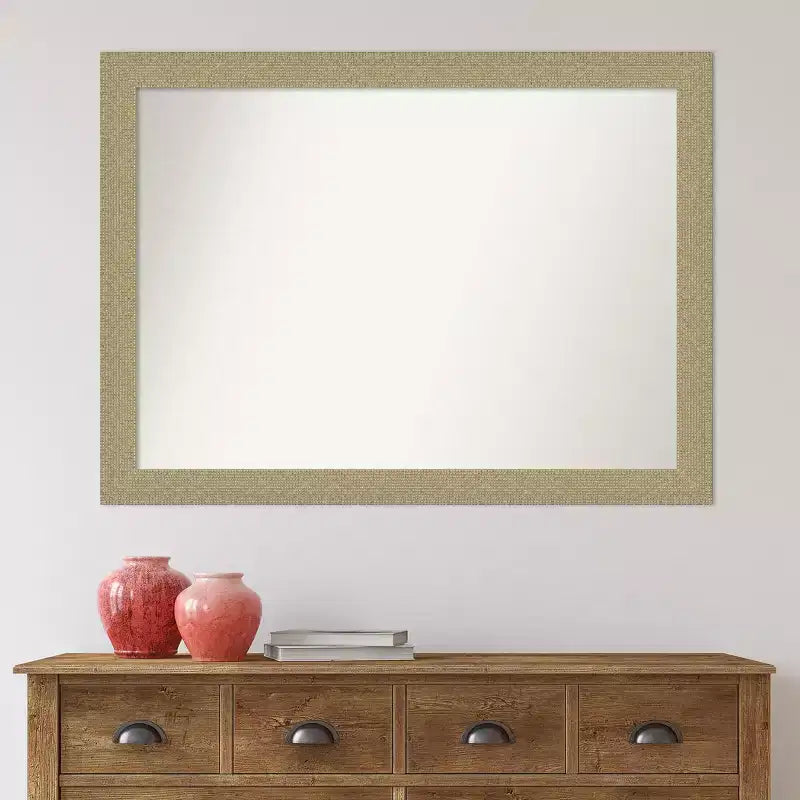 42" x 31" Non-Beveled Mosaic Gold Wall Mirror - Amanti Art