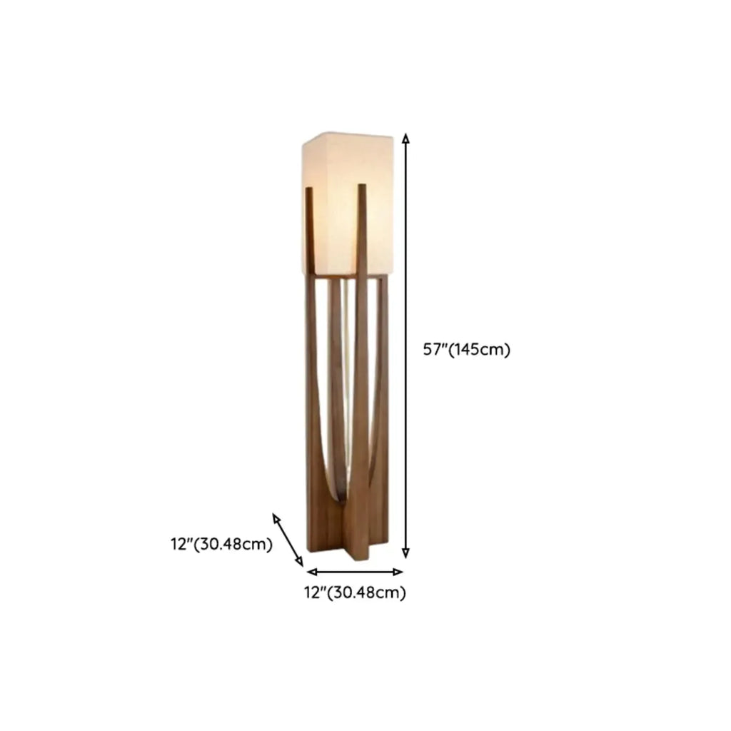 Vintage Wooden Torch LED Floor Lamps with Fabric Shade