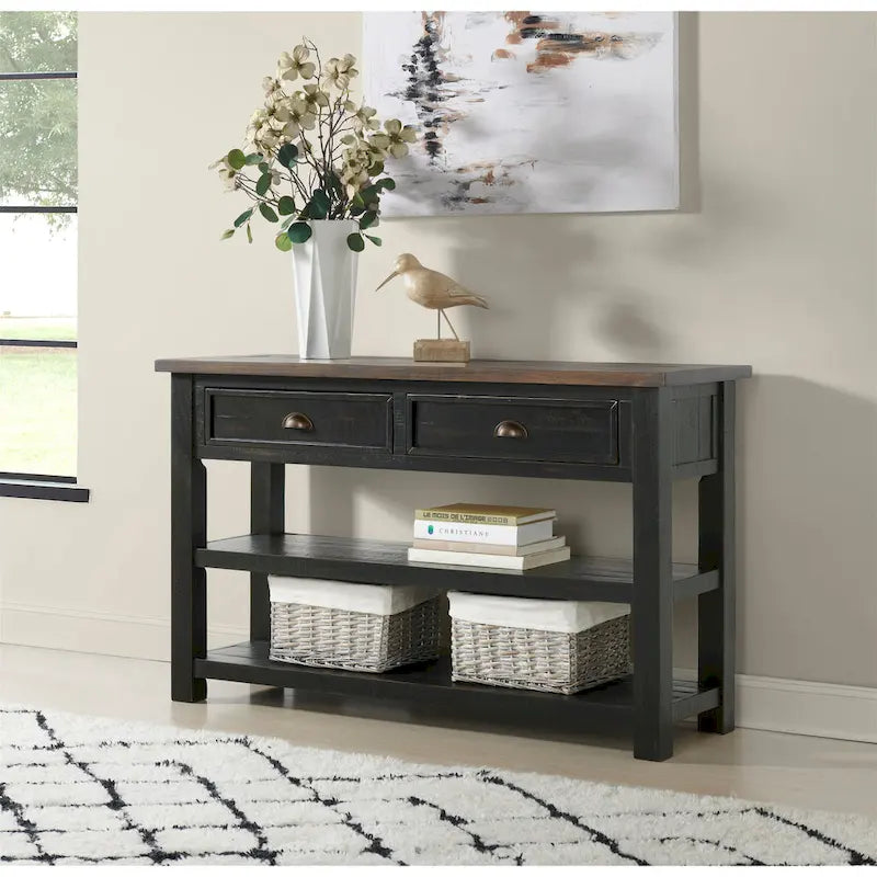 The Gray Barn Downington Table console de canapé à 2 tiroirs en bois massif