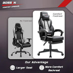 Sedia da gaming BOSSIN Racing Style, sedia da gamer per persone robuste fino a 136 kg, sedia da computer con schienale alto