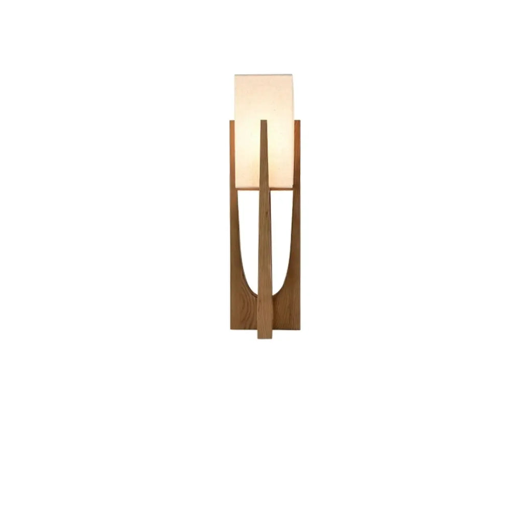 Vintage Wooden Torch LED Floor Lamps with Fabric Shade