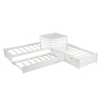 Lit plateforme en L moderne blanc de taille double avec lit gigogne et tiroirs pour chambre à coucher