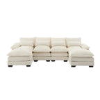 Canapé modulable Cloud pour salon, canapé d'angle moderne en chenille/boucle, canapé convertible modulable confortable avec double méridienne
