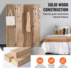 VEVOR Wood Room Divider, 4 Panel Wood Folding Privacy Screen, 66.9 Inches Tall Indoor Carved Partition Divider, Portable Decoration Screen