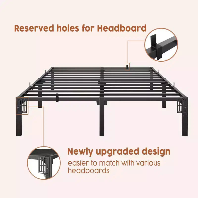 Twin Full Queen King Size Metal Bed Frame, 6/8/10/14 Inch High Platform with Iron Slats, No Box Spring Needed, Heavy Duty Support Up to 800 lbs