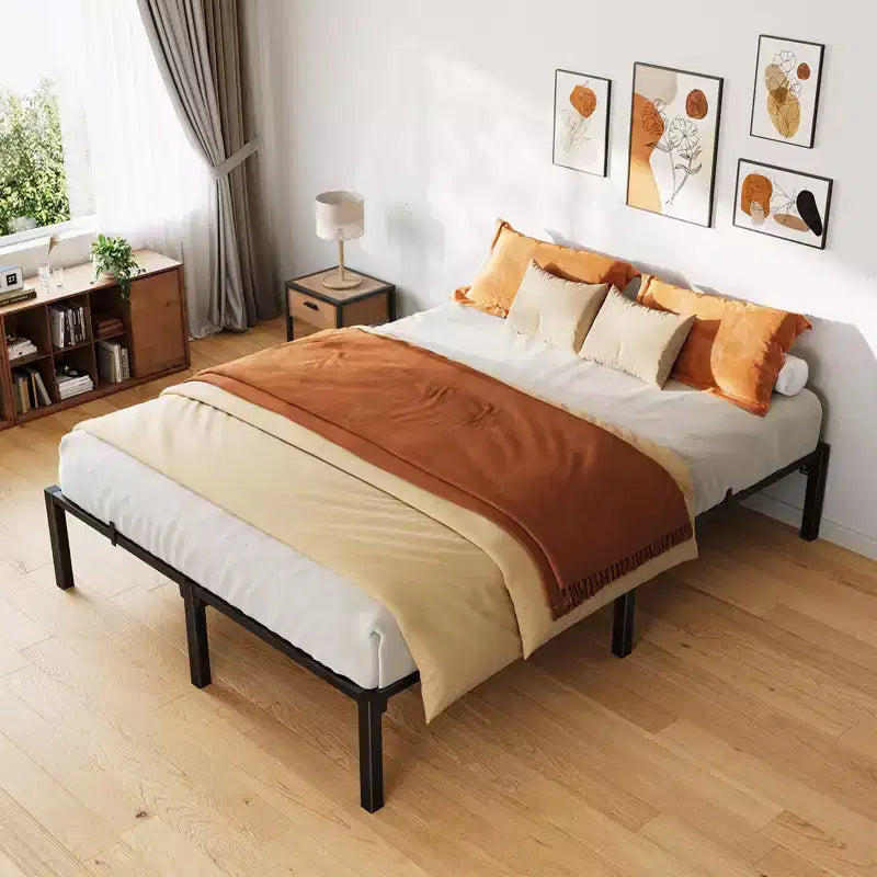 Twin Full Queen King Size Metal Bed Frame, 6/8/10/14 Inch High Platform with Iron Slats, No Box Spring Needed, Heavy Duty Support Up to 800 lbs
