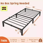 Twin Full Queen King Size Metal Bed Frame, 6/8/10/14 Inch High Platform with Iron Slats, No Box Spring Needed, Heavy Duty Support Up to 800 lbs