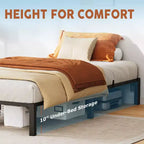 Twin Full Queen King Size Metal Bed Frame, 6/8/10/14 Inch High Platform with Iron Slats, No Box Spring Needed, Heavy Duty Support Up to 800 lbs