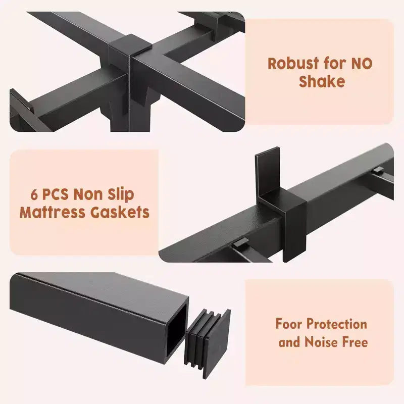 Twin Full Queen King Size Metal Bed Frame, 6/8/10/14 Inch High Platform with Iron Slats, No Box Spring Needed, Heavy Duty Support Up to 800 lbs