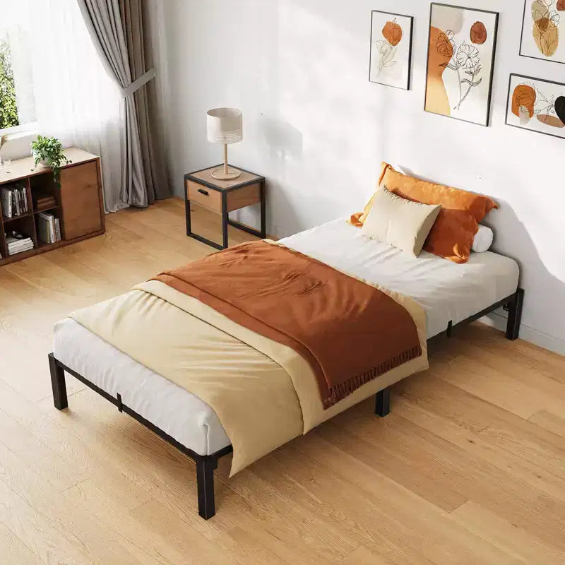 Twin Full Queen King Size Metal Bed Frame, 6/8/10/14 Inch High Platform with Iron Slats, No Box Spring Needed, Heavy Duty Support Up to 800 lbs