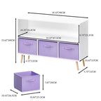 MAYEERTY Kid Bookshelf with Collapsible Fabric Drawers Toy Storage Cabinet Orangizer White and Purple