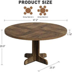 Acekool 47 Round Dining Table for 4-6 - Wooden Family Kitchen Table with Adjustable Feet