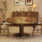 Acekool 47 Round Dining Table for 4-6 - Wooden Family Kitchen Table with Adjustable Feet