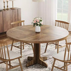 Acekool 47 Round Dining Table for 4-6 - Wooden Family Kitchen Table with Adjustable Feet
