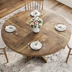 Acekool 47 Round Dining Table for 4-6 - Wooden Family Kitchen Table with Adjustable Feet