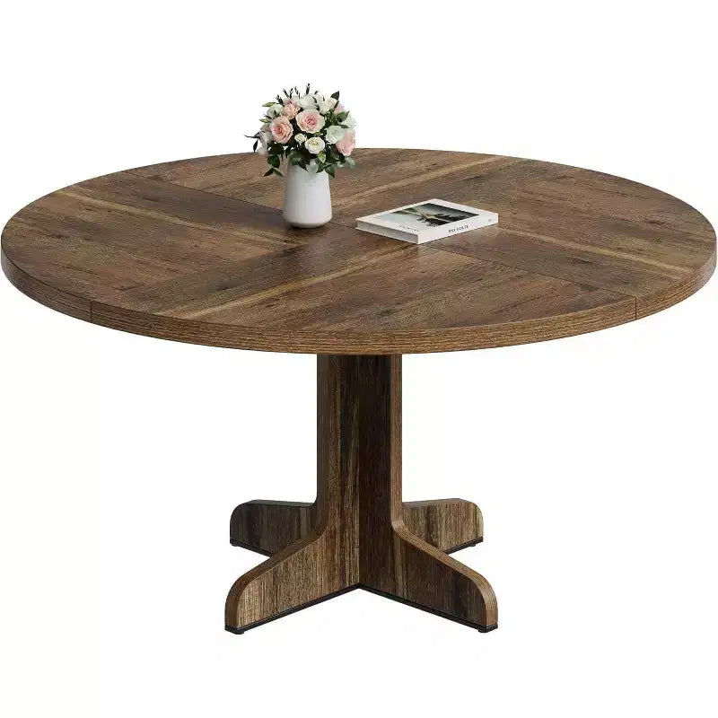 Acekool 47 Round Dining Table for 4-6 - Wooden Family Kitchen Table with Adjustable Feet