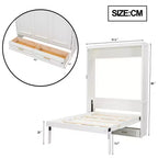 Whisen Minimalist Full Size Murphy Bed Cabinet Bed Wall Bed with 2 Drawers - Beige