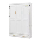 Whisen Minimalist Full Size Murphy Bed Cabinet Bed Wall Bed with 2 Drawers - Beige