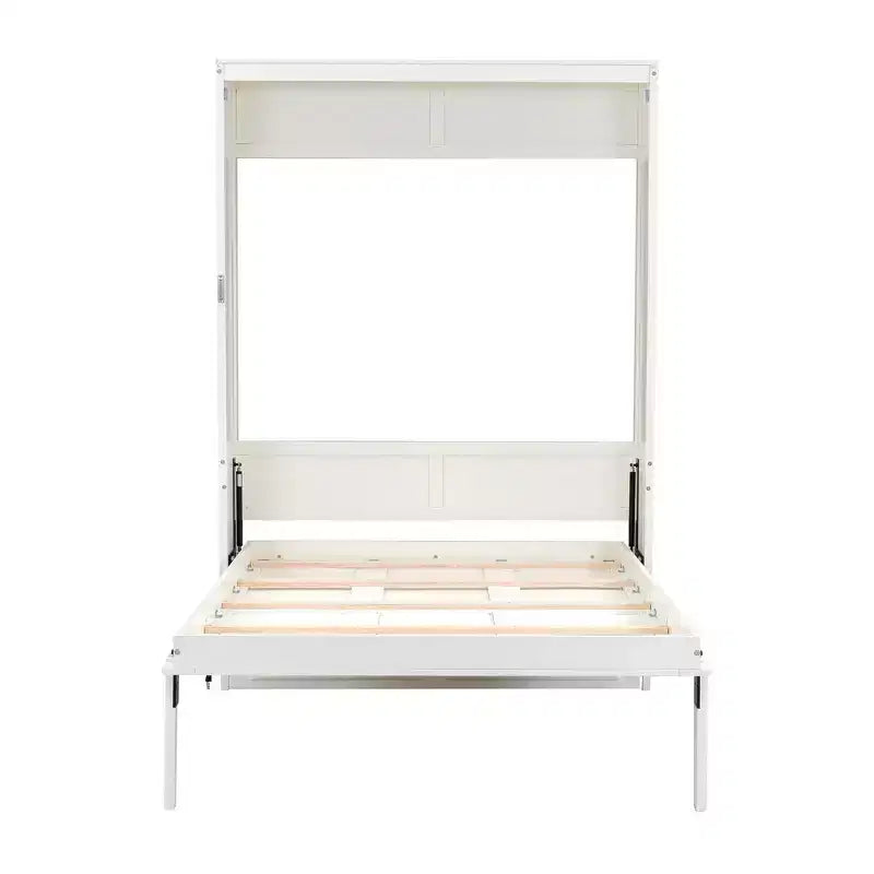 Whisen Minimalist Full Size Murphy Bed Cabinet Bed Wall Bed with 2 Drawers - Beige