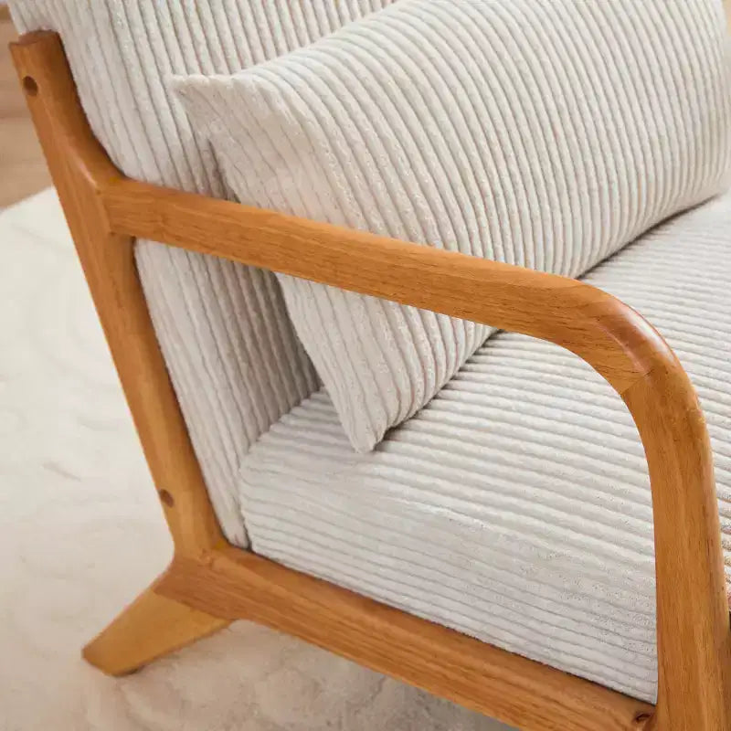 Zeus & Ruta Mid-Century Modern Upholstered Accent Armchair with Pillow and Solid Wood Frame