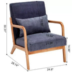 Zeus & Ruta Mid-Century Modern Upholstered Accent Armchair with Pillow and Solid Wood Frame