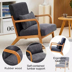 Zeus & Ruta Mid-Century Modern Upholstered Accent Armchair with Pillow and Solid Wood Frame