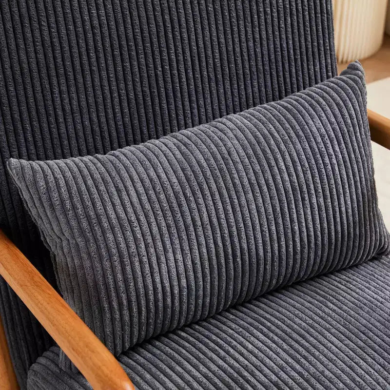 Zeus & Ruta Mid-Century Modern Upholstered Accent Armchair with Pillow and Solid Wood Frame
