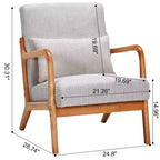 Zeus & Ruta Mid-Century Modern Upholstered Accent Armchair with Pillow and Solid Wood Frame