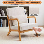 Zeus & Ruta Mid-Century Modern Upholstered Accent Armchair with Pillow and Solid Wood Frame