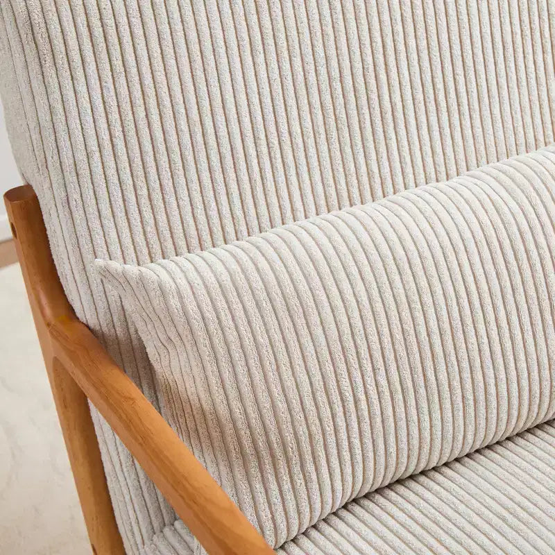 Zeus & Ruta Mid-Century Modern Upholstered Accent Armchair with Pillow and Solid Wood Frame