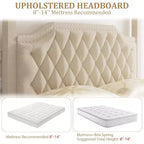 Acekool Queen Canopy Bed - Upholstered Headboard
