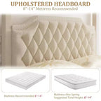 Acekool Queen Canopy Bed - Upholstered Headboard