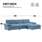 Modular 4-Seat Sectional Sofa with Storage Ottoman, Cup Holders, USB & Type-C Charging, Tufted Cushions, Armrest Storage, Soft Upholstery