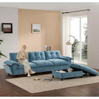 Modular 4-Seat Sectional Sofa with Storage Ottoman, Cup Holders, USB & Type-C Charging, Tufted Cushions, Armrest Storage, Soft Upholstery
