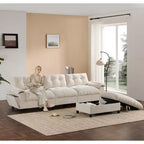 Modular 4-Seat Sectional Sofa with Storage Ottoman, Cup Holders, USB & Type-C Charging, Tufted Cushions, Armrest Storage, Soft Upholstery