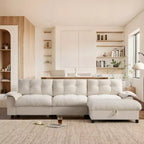 Modular 4-Seat Sectional Sofa with Storage Ottoman, Cup Holders, USB & Type-C Charging, Tufted Cushions, Armrest Storage, Soft Upholstery