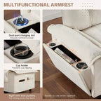 Modular 4-Seat Sectional Sofa with Storage Ottoman, Cup Holders, USB & Type-C Charging, Tufted Cushions, Armrest Storage, Soft Upholstery