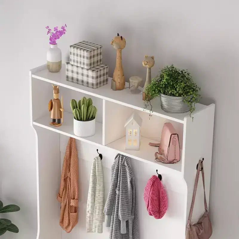Farmhouse Hall Tree, 4-in-1 Entryway Organizer with 7 Shoe Cubbies & 7 Hooks, Storage Bench for Mudroom/Hallway/Bedroom
