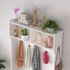 Farmhouse Hall Tree, 4-in-1 Entryway Organizer with 7 Shoe Cubbies & 7 Hooks, Storage Bench for Mudroom/Hallway/Bedroom