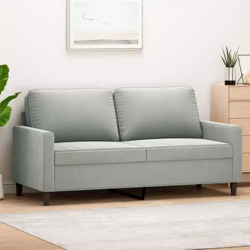 vidaXL 2-seater Sofa Light grey Velvet, Metal, Textilene Medium