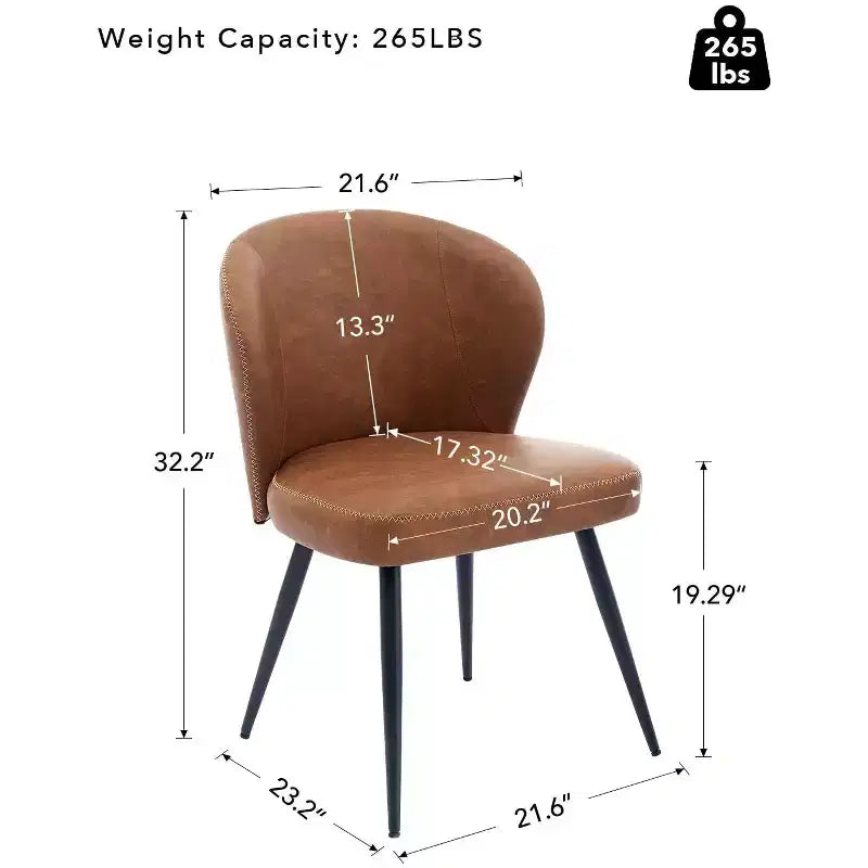 GustoWave Mid-Century Upholstered Dining Chairs Set of 2, Modern Shell Shape Kitchen Chairs, Synthetic Leather with Stitching