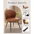 GustoWave Mid-Century Upholstered Dining Chairs Set of 2, Modern Shell Shape Kitchen Chairs, Synthetic Leather with Stitching
